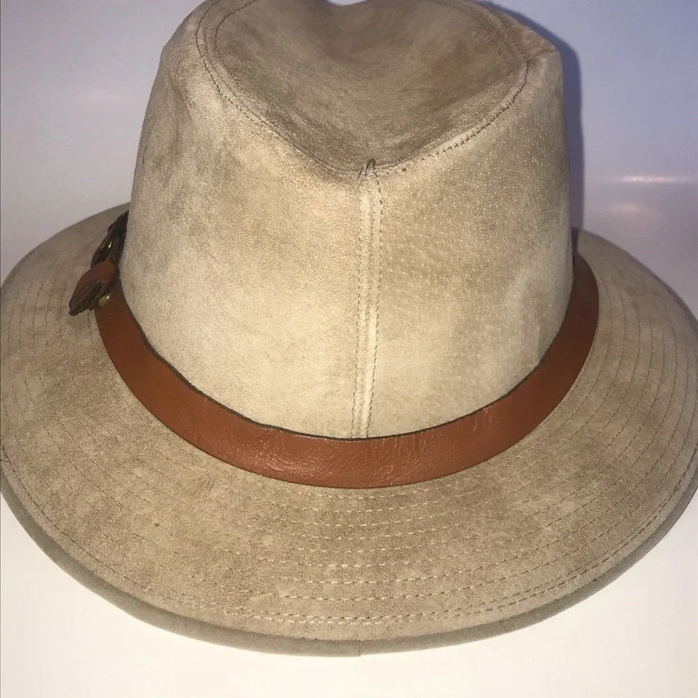 Churchill Ltd Vintage Fedora Leather Suede Tan Large 7 1/4- 7 3/8 USA Mens